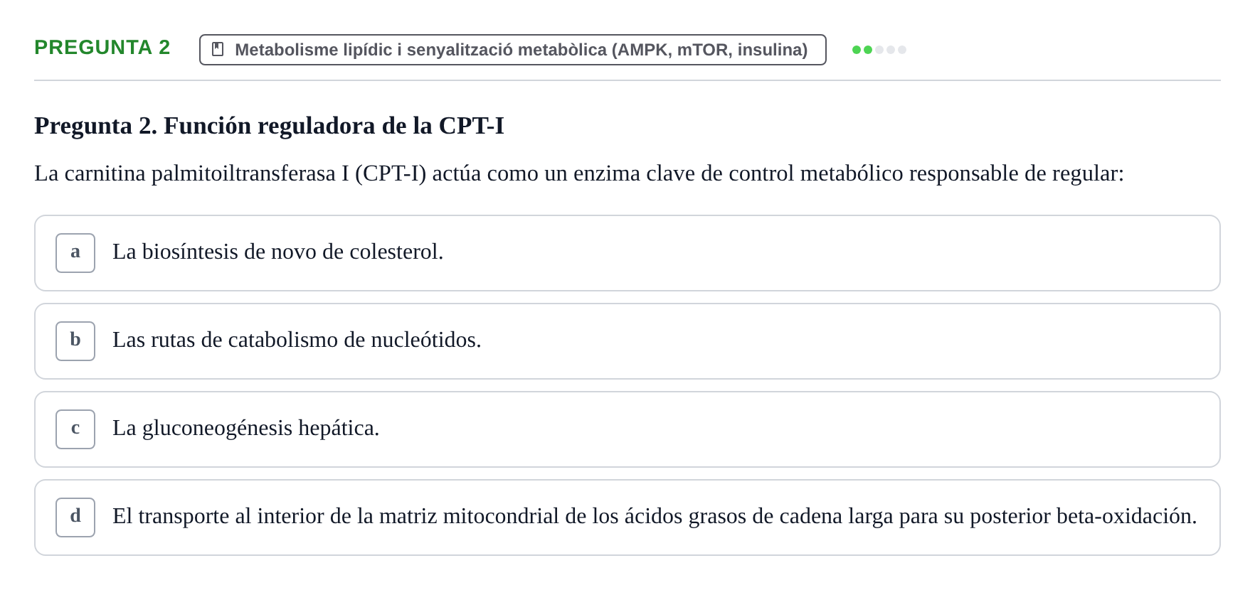 Enunciado: Pregunta 2 · bioquímica i nutrició UB 2025