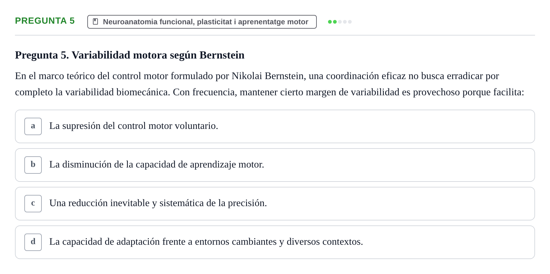 Enunciado: Pregunta 5 · bioquímica i nutrició UB 2025