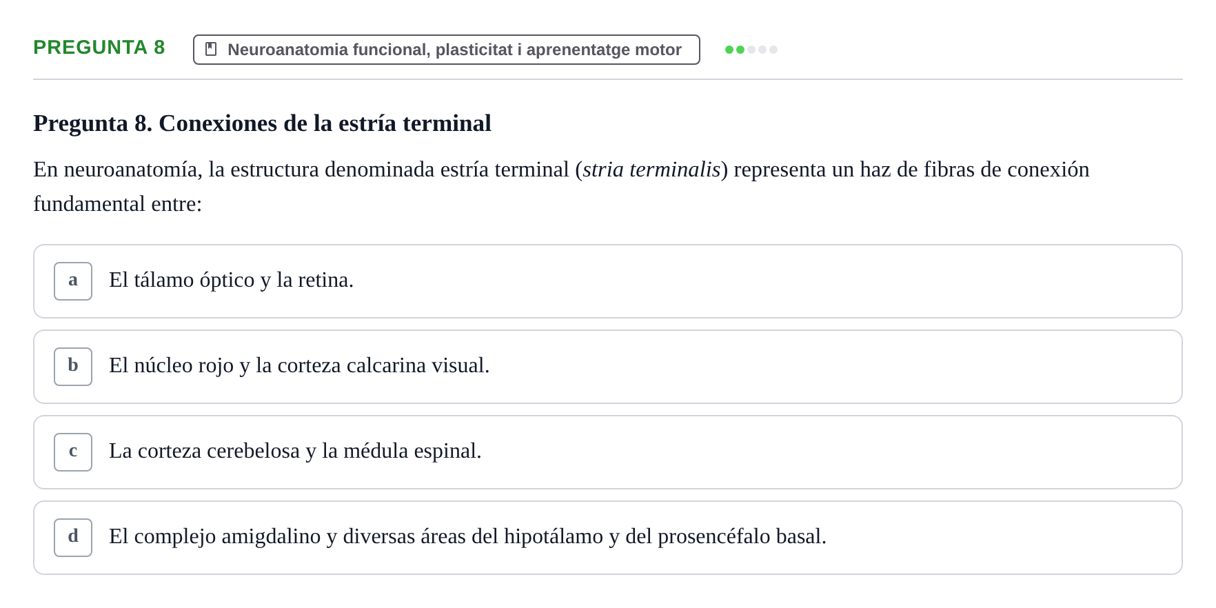 Enunciado: Pregunta 8 · bioquímica i nutrició UB 2025