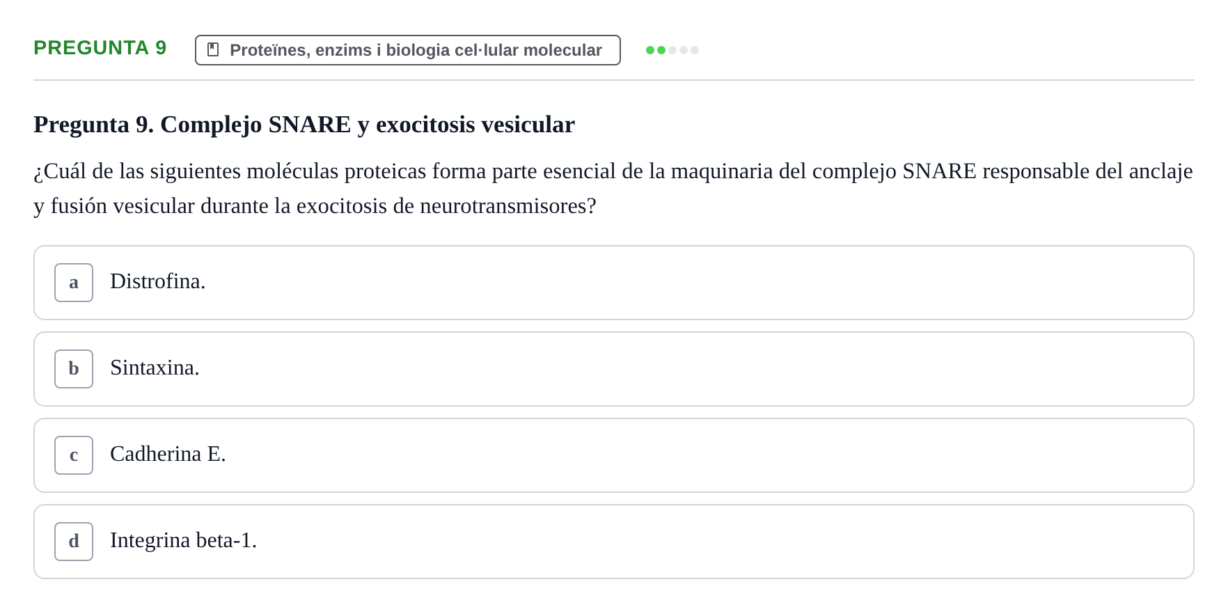 Enunciado: Pregunta 9 · bioquímica i nutrició UB 2025