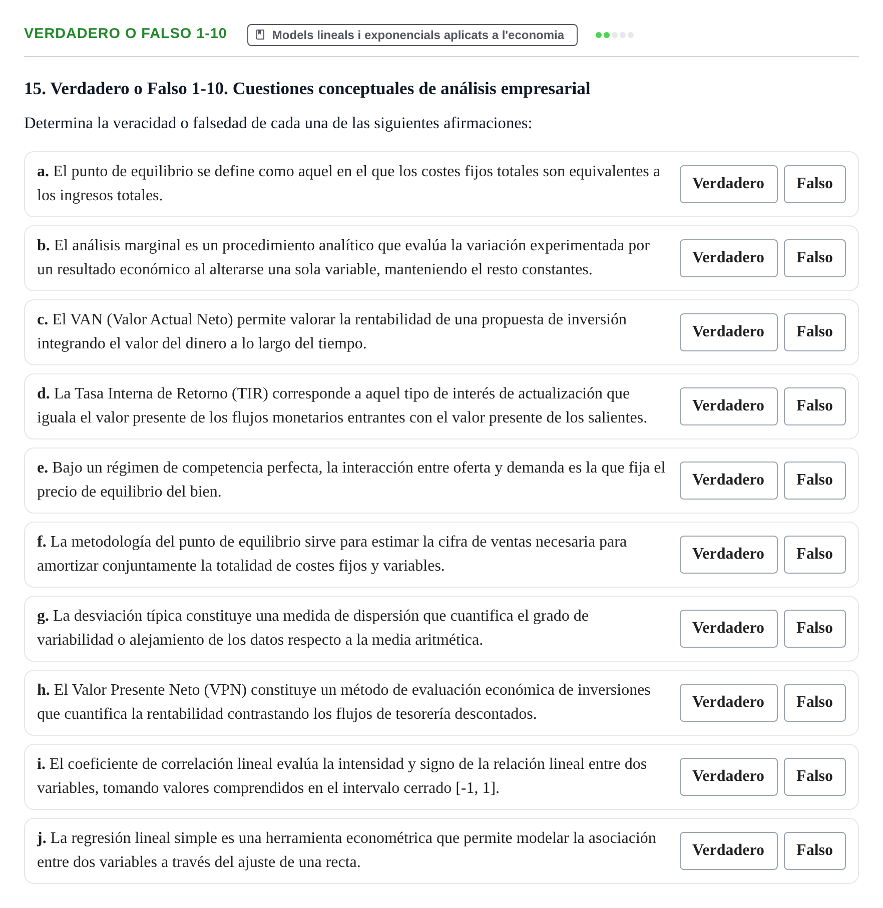 Enunciado: Verdadero o Falso 1-10