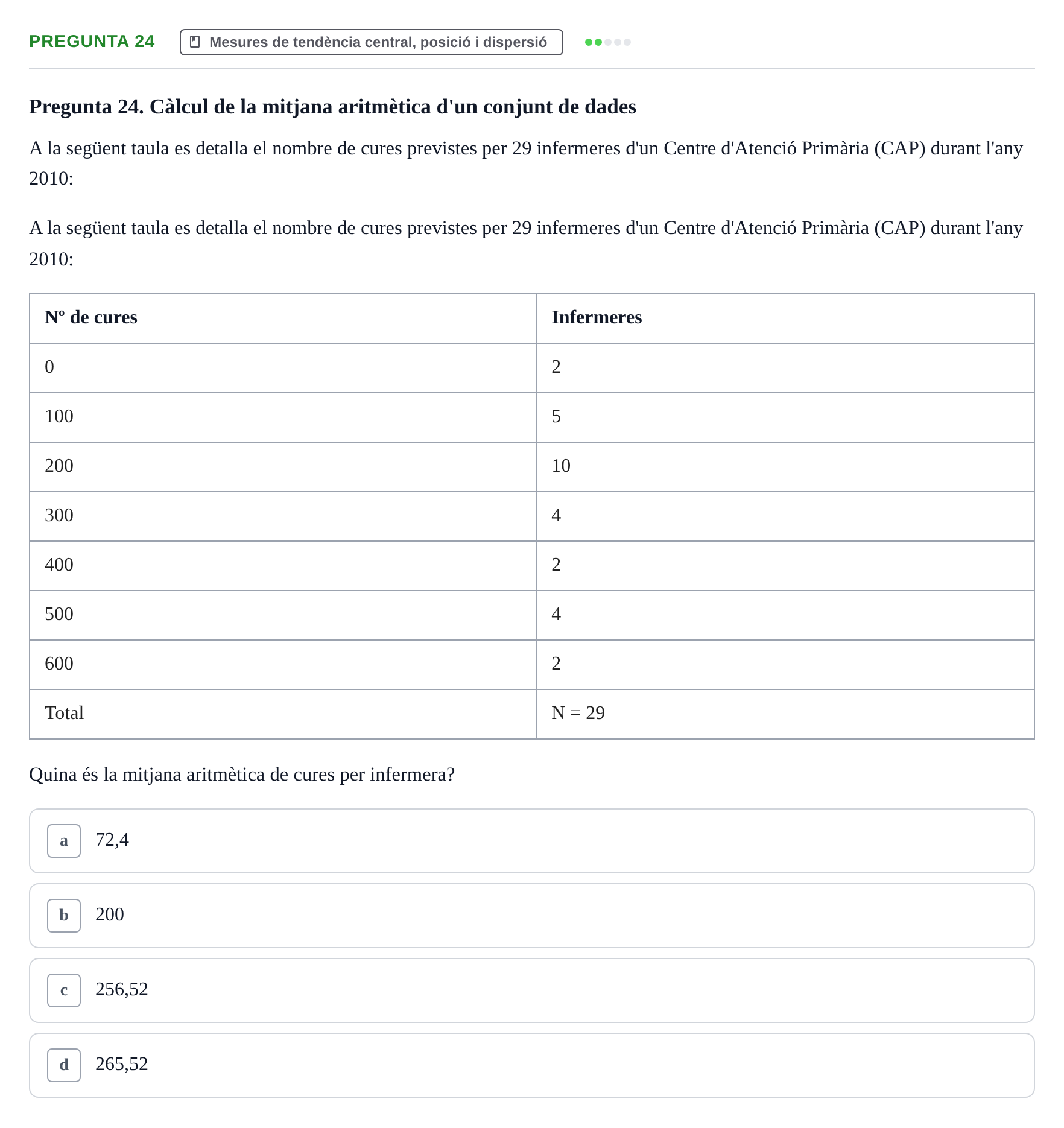 Enunciado: Pregunta 24 · instruments dels estudis de la salut UB Examen de Demografia, Epidemiologia i Bioestadística