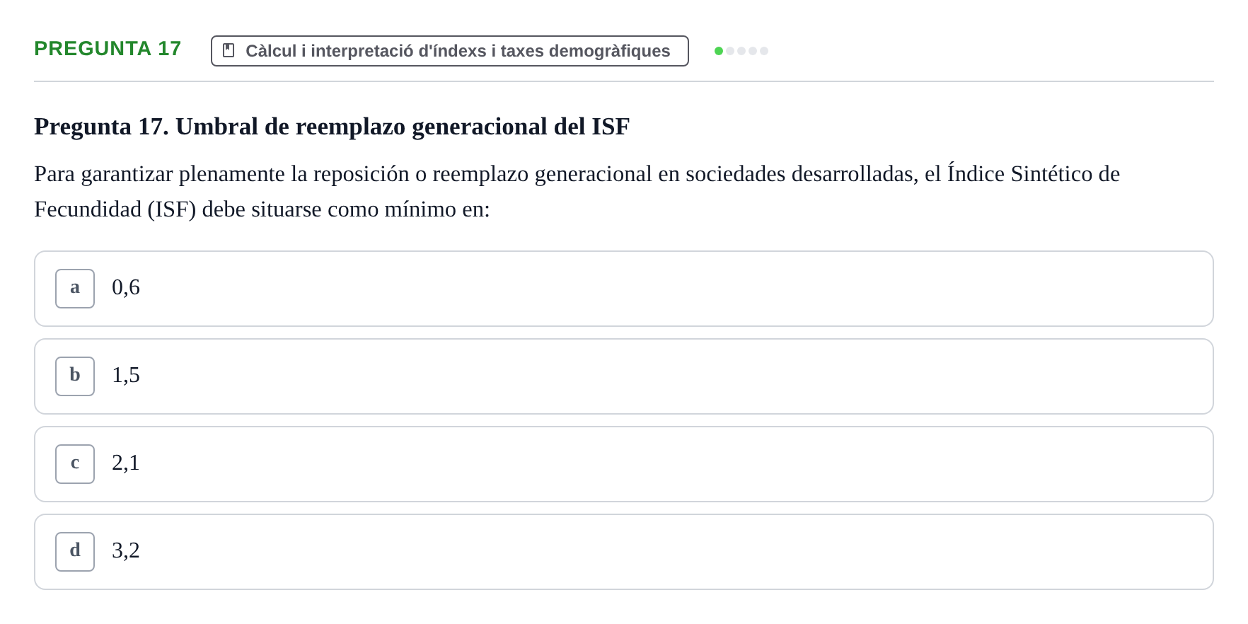 Enunciado: Pregunta 17 · instruments dels estudis de la salut UB Examen de Demografía y Salud Pública