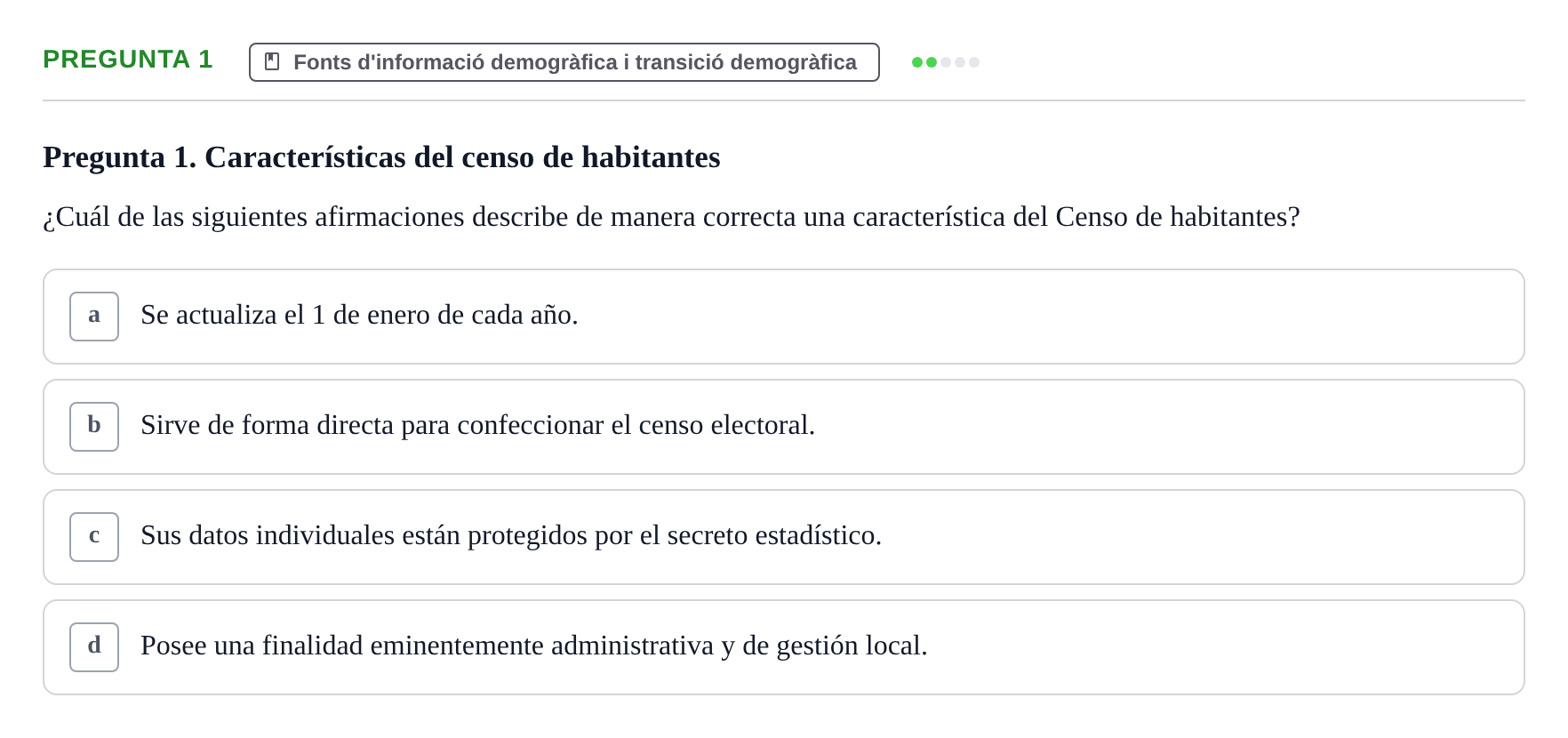 Enunciado: Pregunta 1 · instruments dels estudis de la salut UB Examen de Demografía y Salud Pública