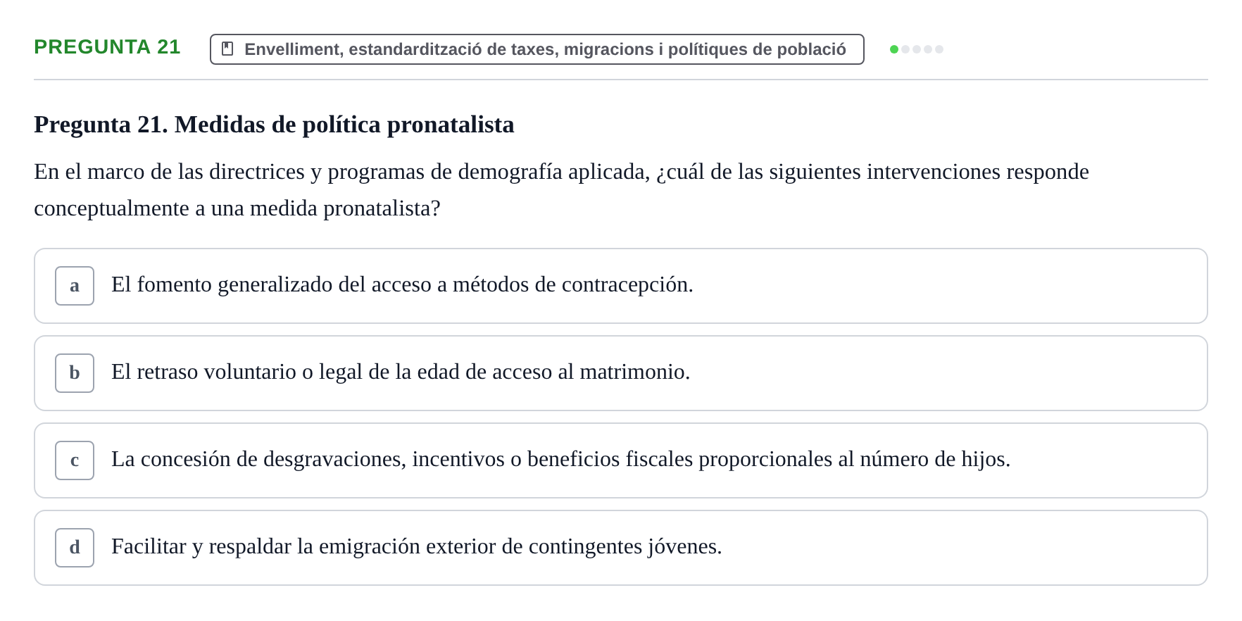 Enunciado: Pregunta 21 · instruments dels estudis de la salut UB Examen de Demografía y Salud Pública