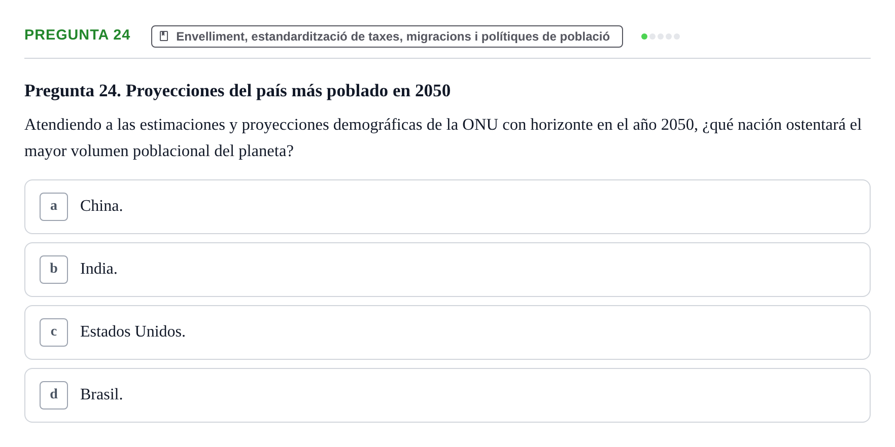 Enunciado: Pregunta 24 · instruments dels estudis de la salut UB Examen de Demografía y Salud Pública