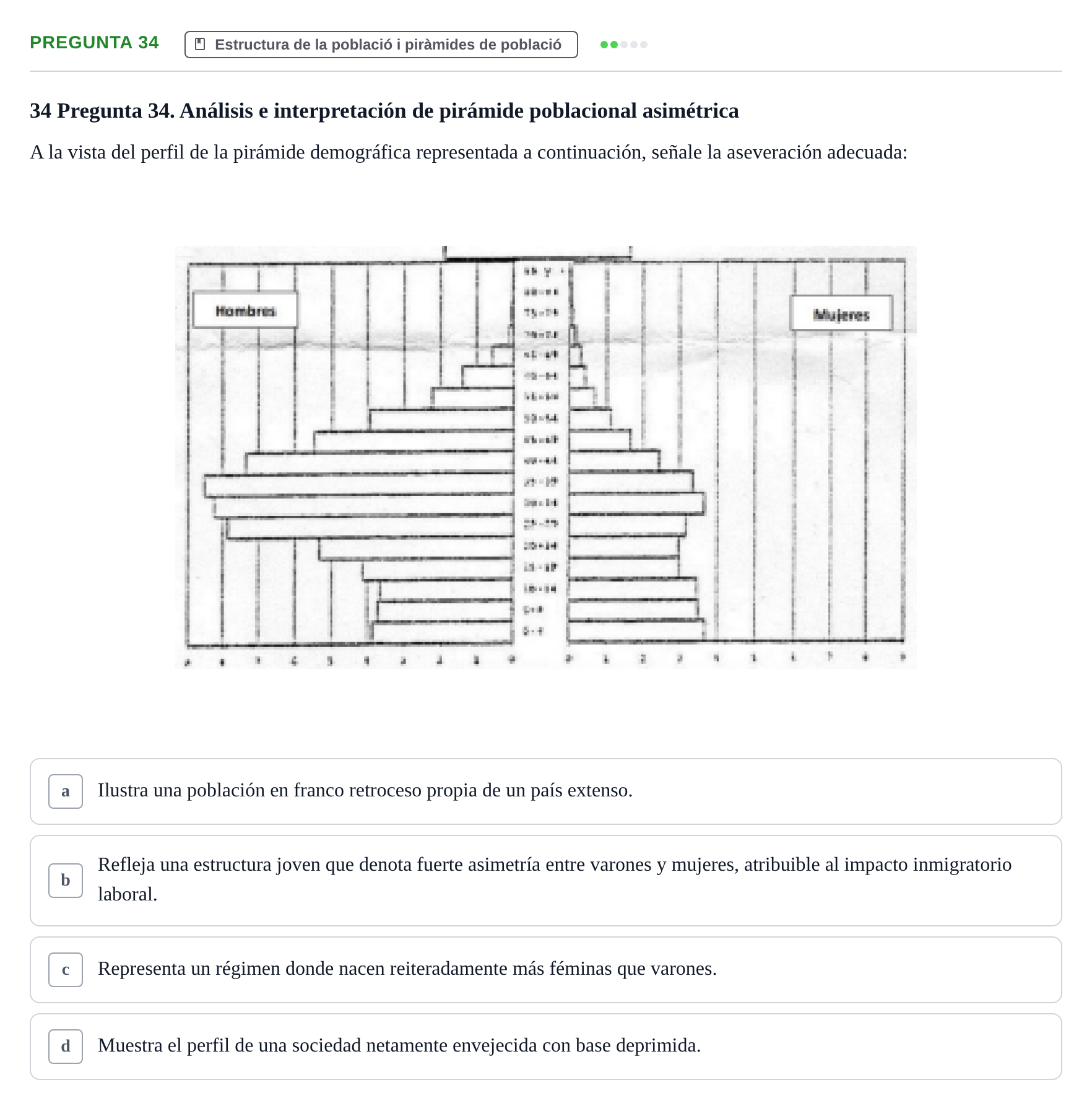 Enunciado: Pregunta 34 · instruments dels estudis de la salut UB Examen de Demografía y Salud Pública