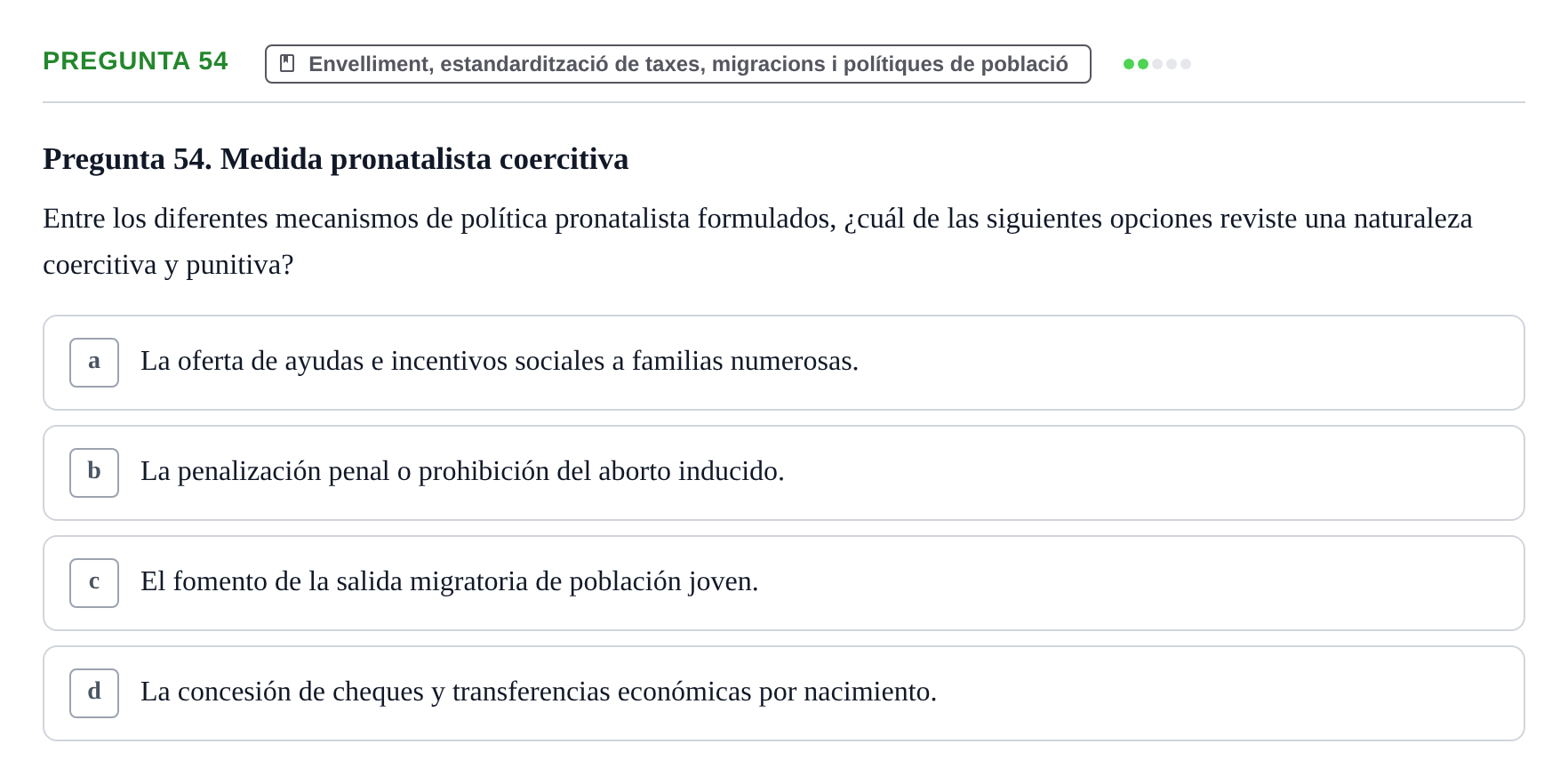 Enunciado: Pregunta 54 · instruments dels estudis de la salut UB Examen de Demografía y Salud Pública