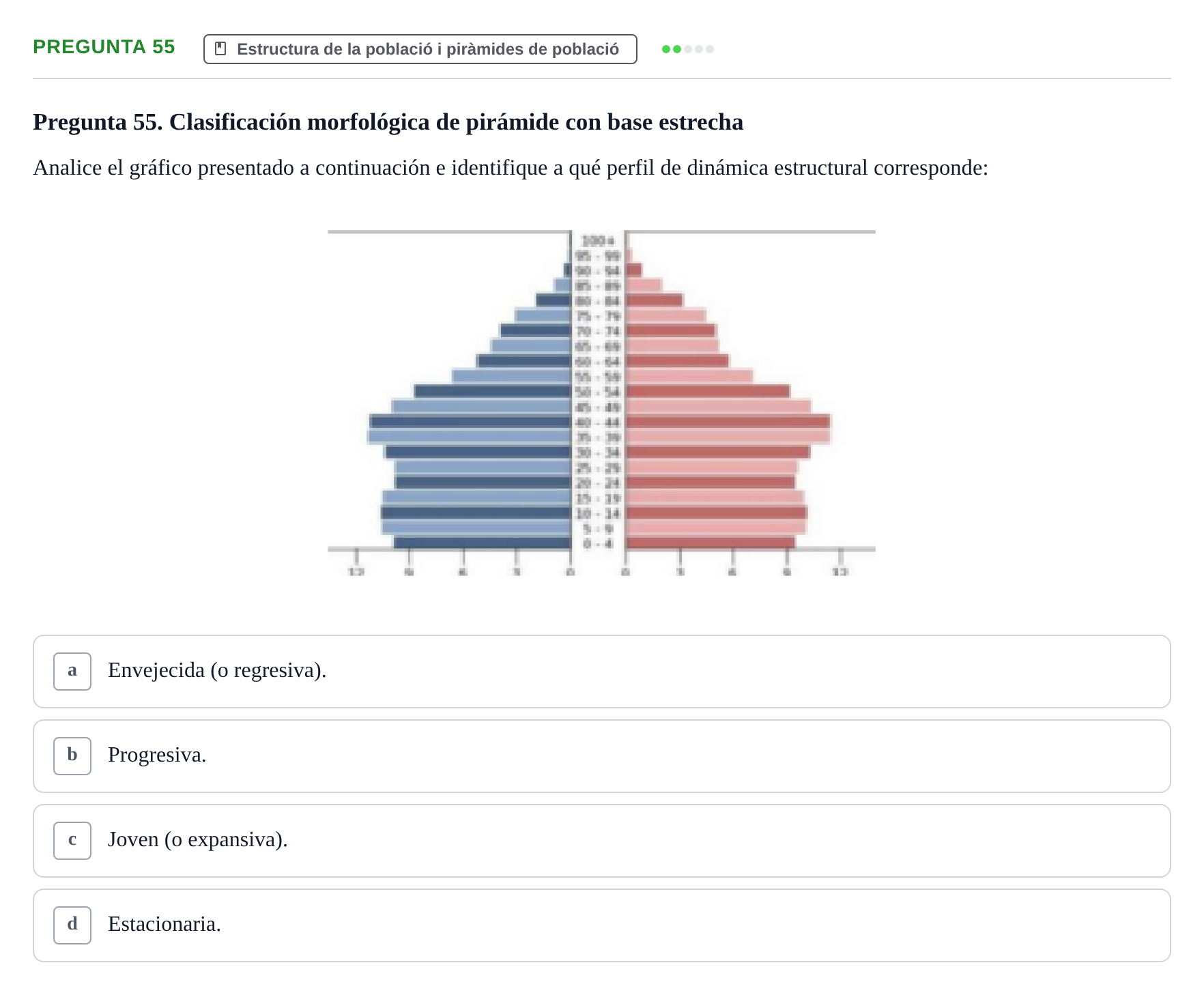 Enunciado: Pregunta 55 · instruments dels estudis de la salut UB Examen de Demografía y Salud Pública