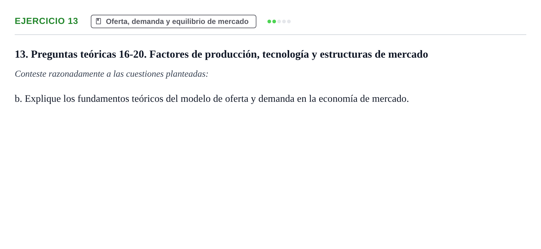 Enunciado: 13 - Oferta, demanda y equilibrio de mercado