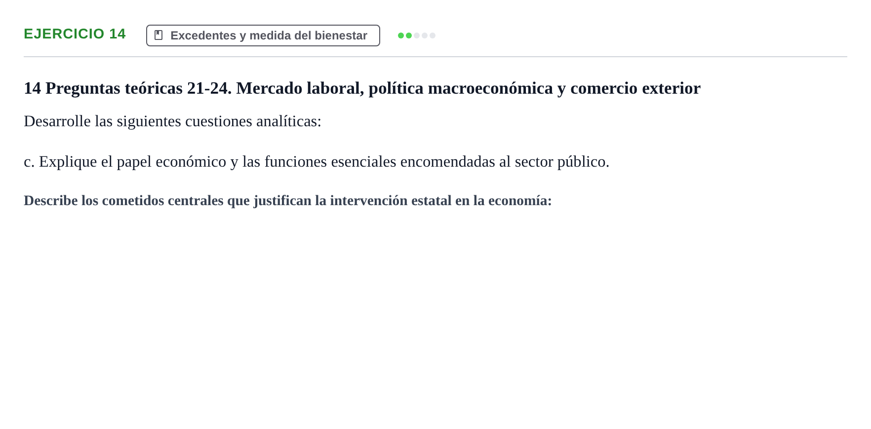 Enunciado: 14 - Excedentes y medida del bienestar