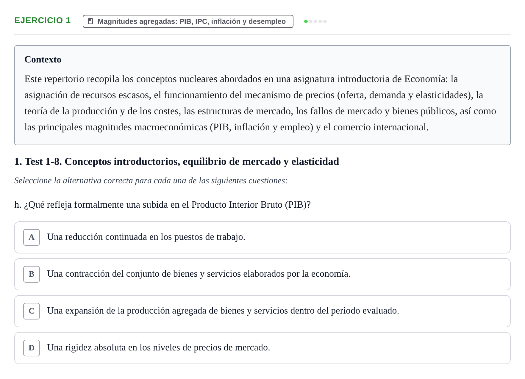 Enunciado: 1 - Magnitudes agregadas: PIB, IPC, inflación y d…