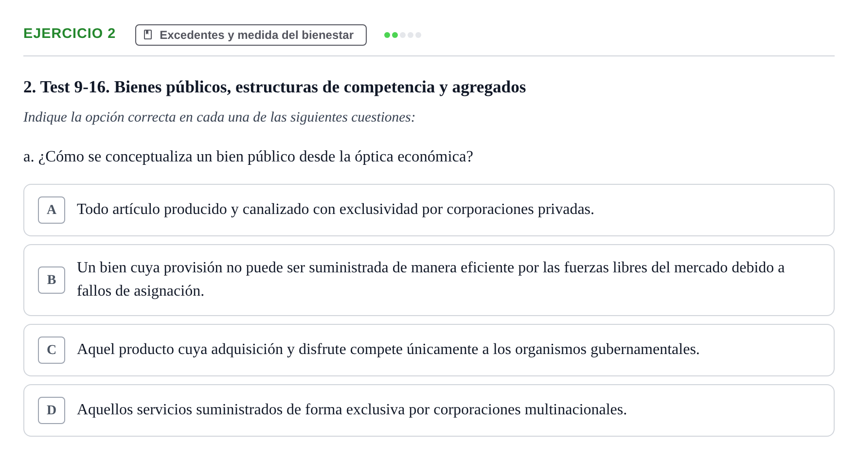 Enunciado: 2 - Excedentes y medida del bienestar