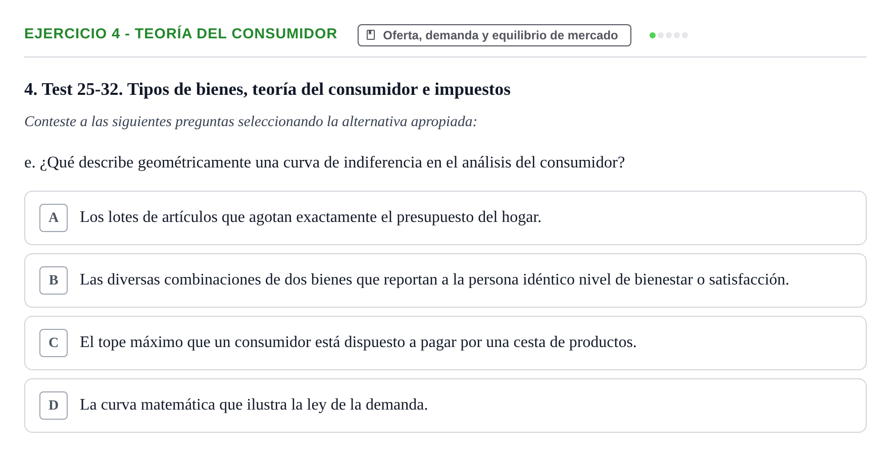 Enunciado: 4 - Teoría del consumidor