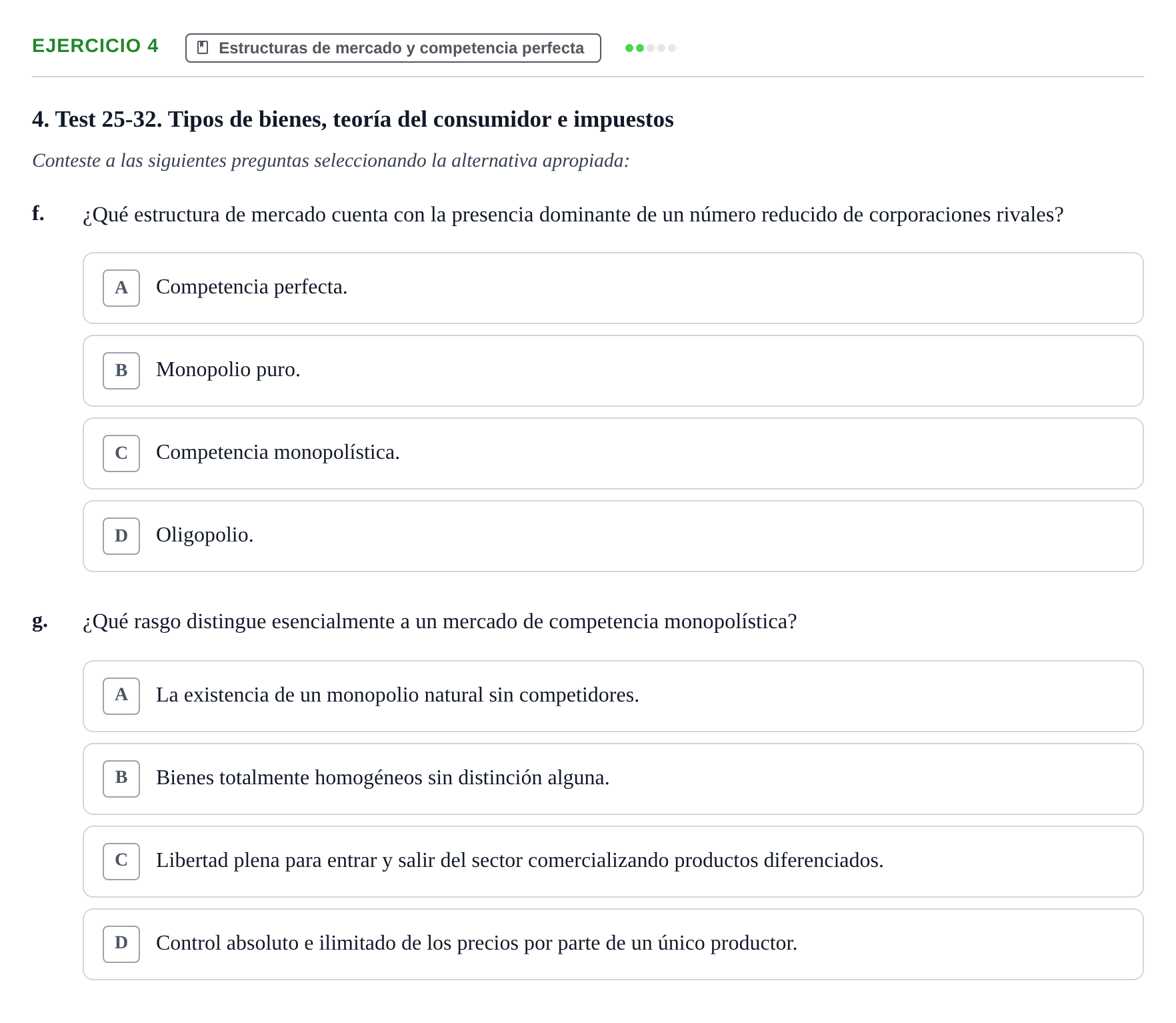 Enunciado: 4 - Estructuras de mercado y competencia perfecta
