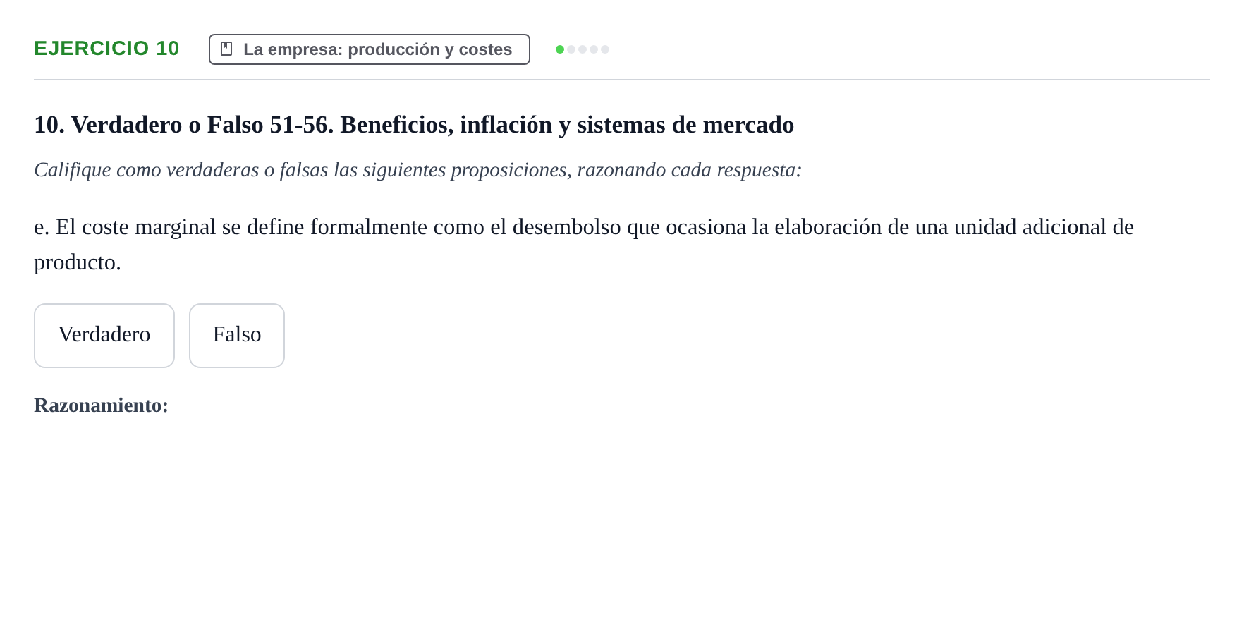 Enunciado: 10 - La empresa: producción y costes