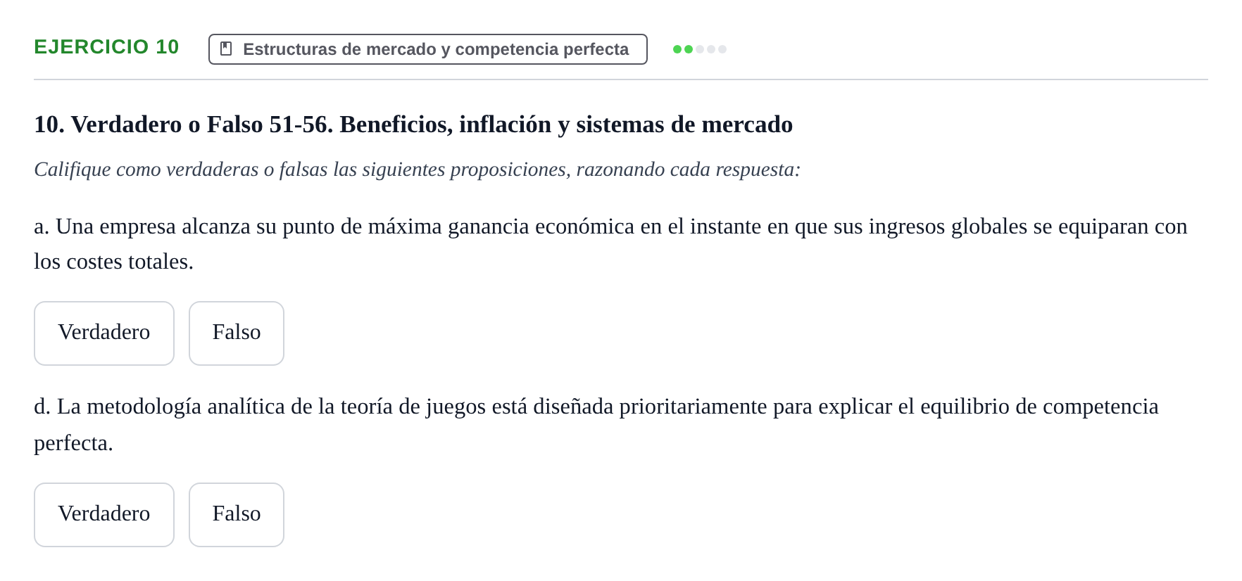 Enunciado: 10 - Estructuras de mercado y competencia perfecta