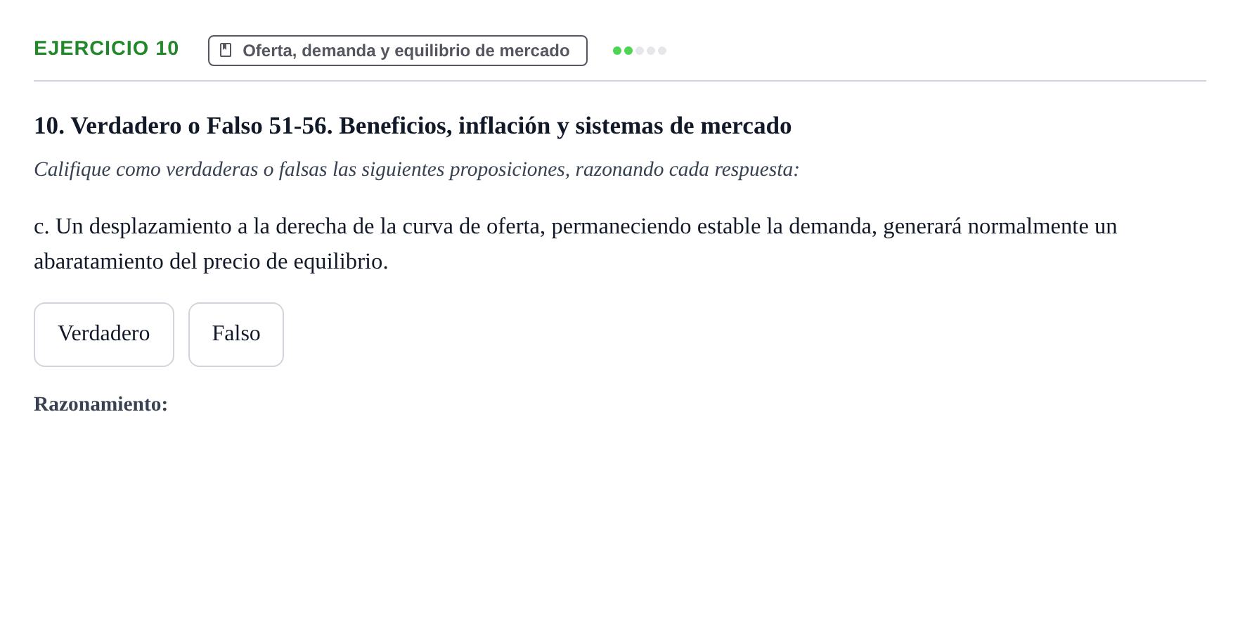 Enunciado: 10 - Oferta, demanda y equilibrio de mercado