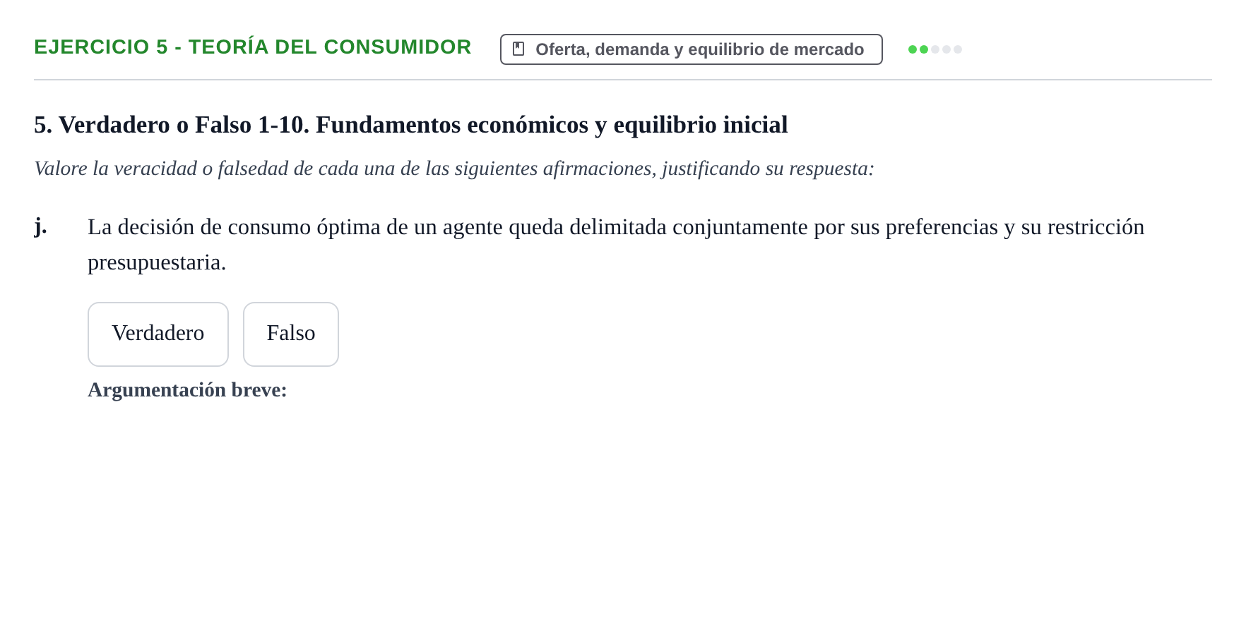 Enunciado: 5 - Teoría del consumidor