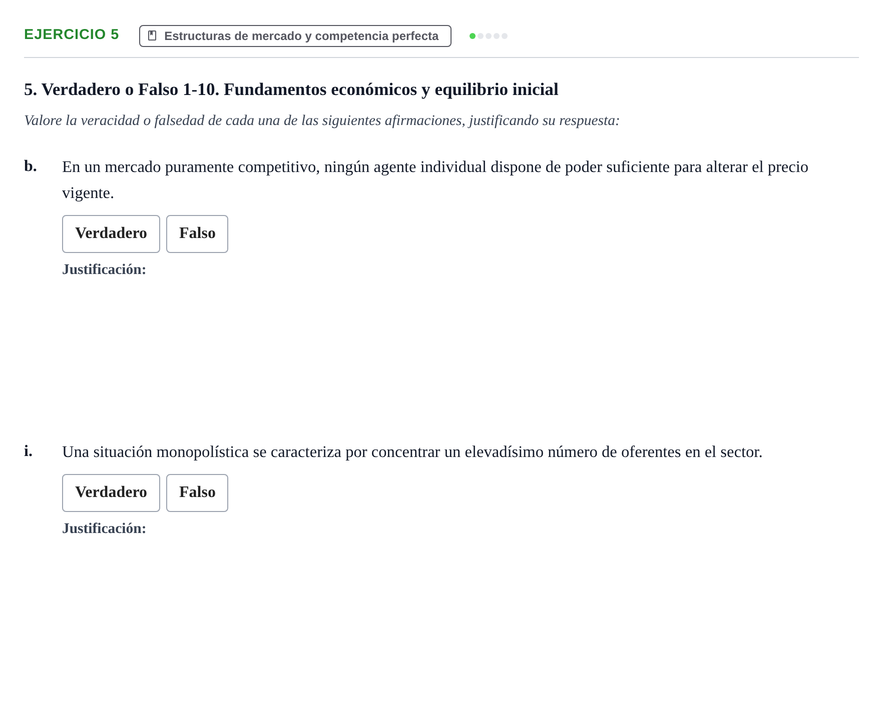 Enunciado: 5 - Estructuras de mercado y competencia perfecta
