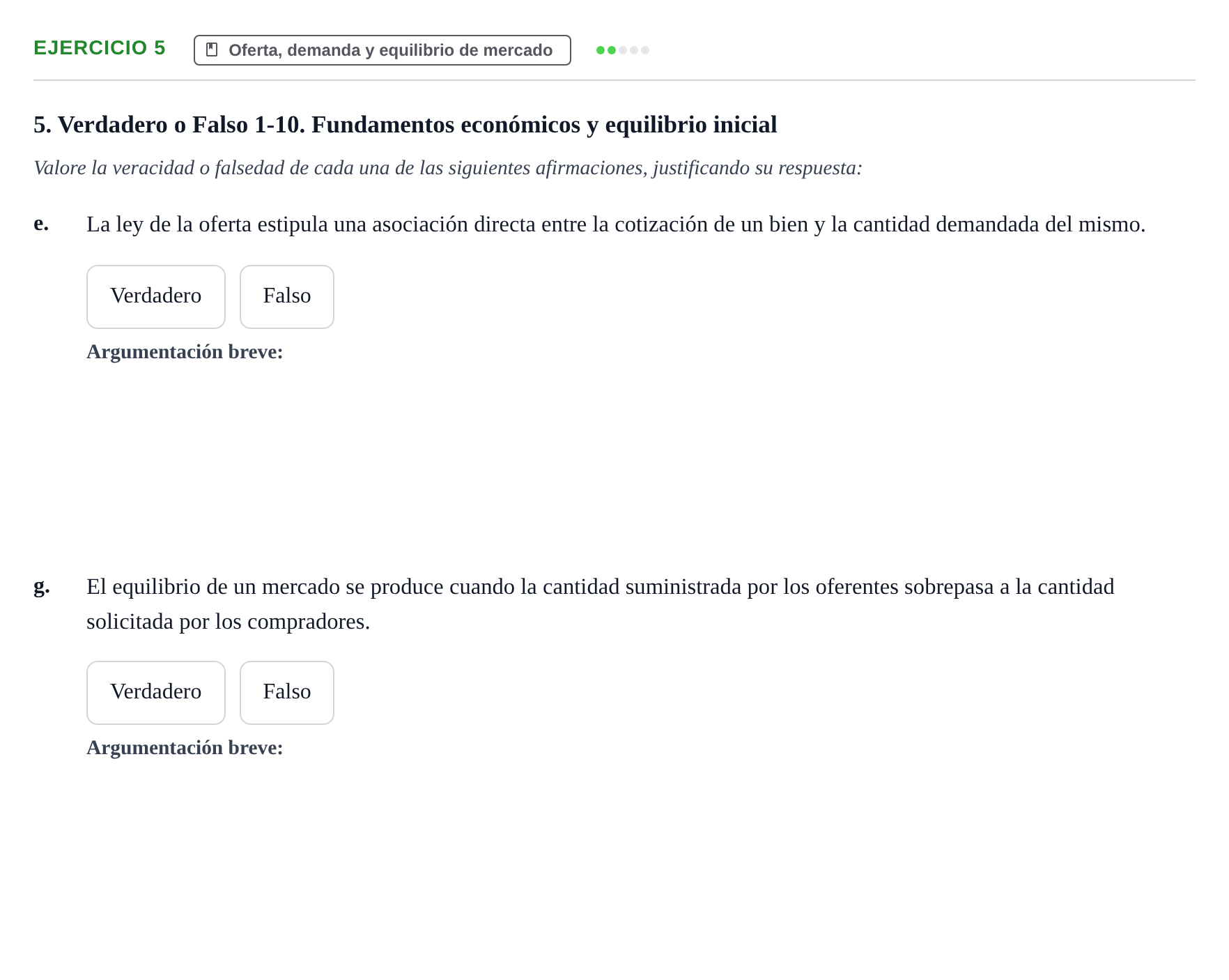 Enunciado: 5 - Oferta, demanda y equilibrio de mercado