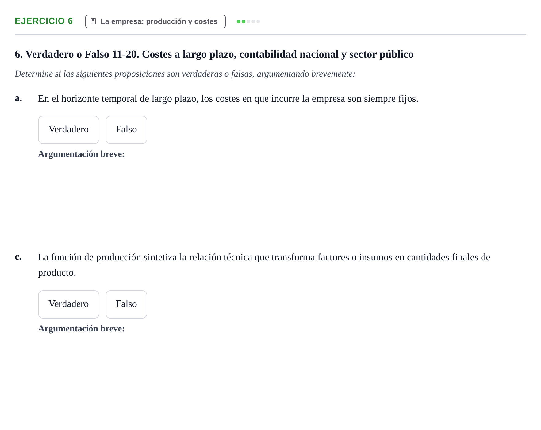 Enunciado: 6 - La empresa: producción y costes