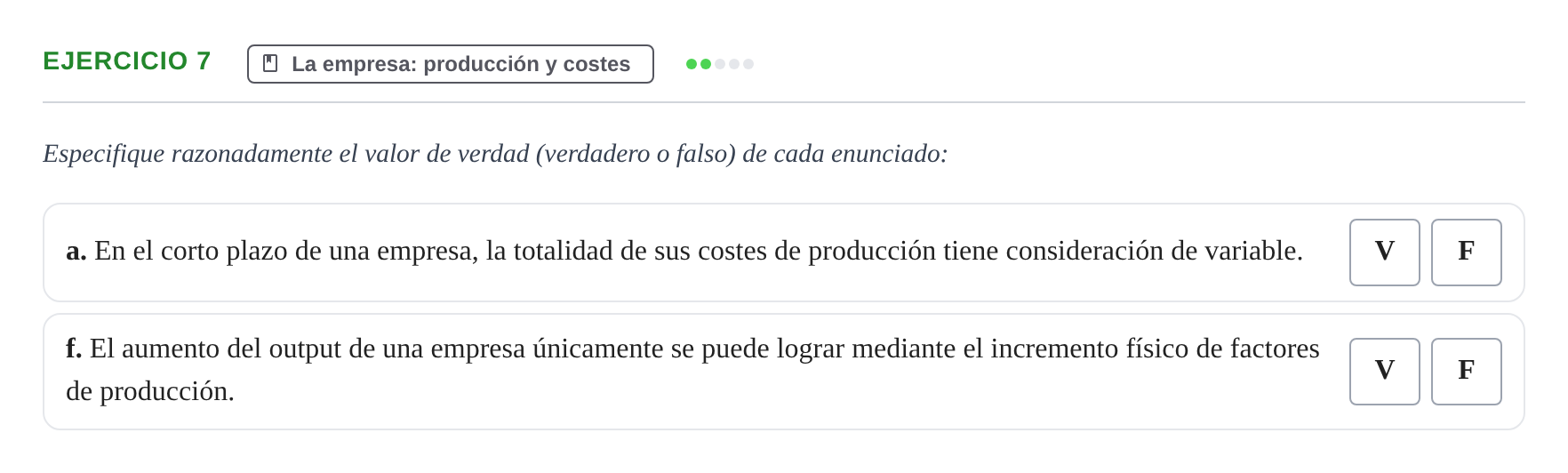 Enunciado: 7 - La empresa: producción y costes