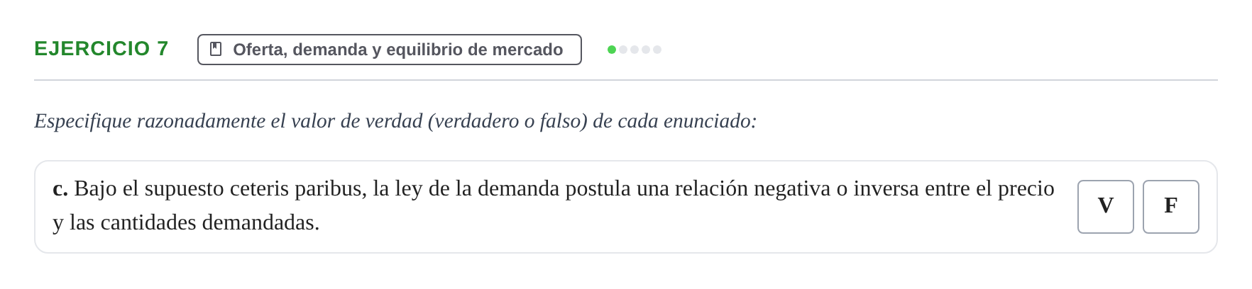 Enunciado: 7 - Oferta, demanda y equilibrio de mercado