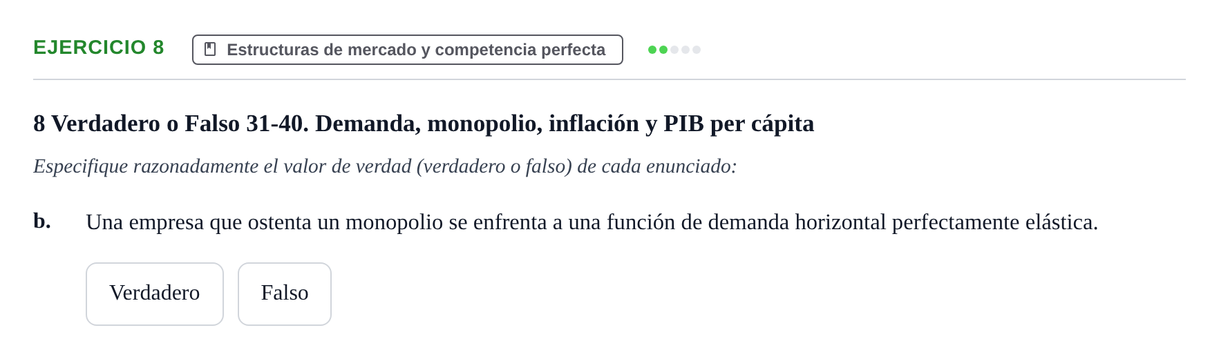 Enunciado: 8 - Estructuras de mercado y competencia perfecta