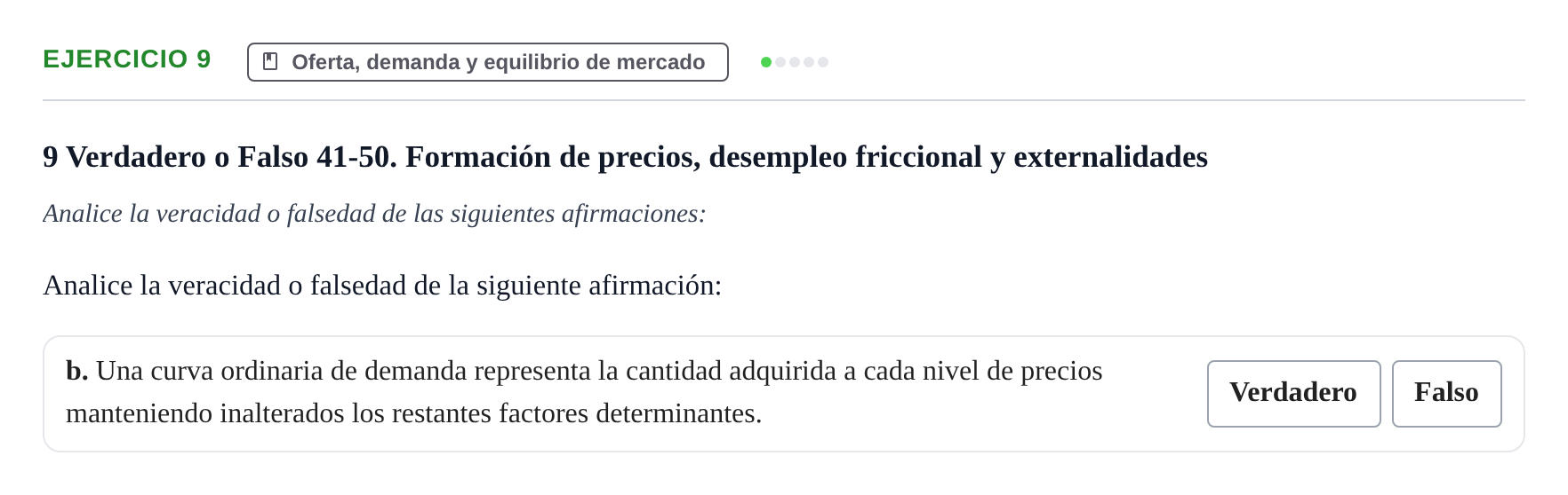 Enunciado: 9 - Oferta, demanda y equilibrio de mercado