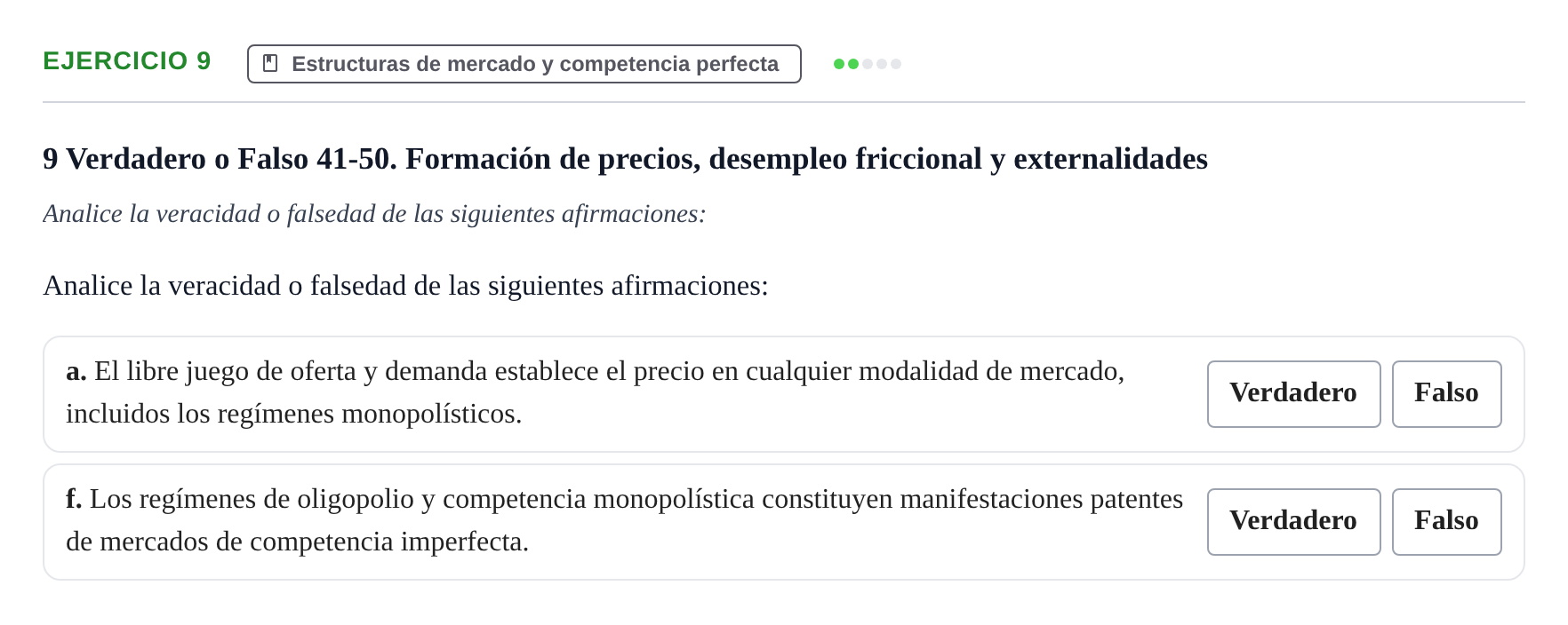 Enunciado: 9 - Estructuras de mercado y competencia perfecta