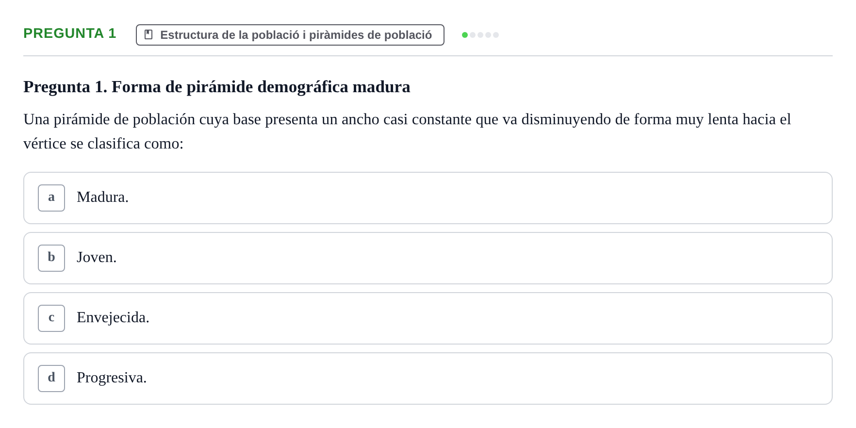 Enunciado: Pregunta 1 · instruments dels estudis de la salut UB Examen de Demografía Sanitaria