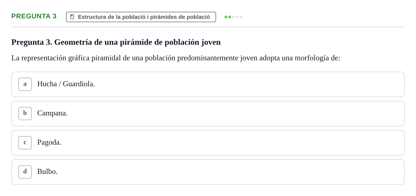 Enunciado: Pregunta 3 · instruments dels estudis de la salut UB Examen de Demografía Sanitaria