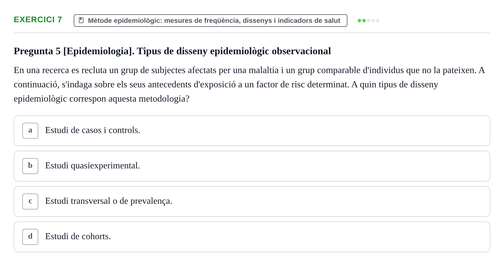 Enunciado: Problema 7 · instruments dels estudis de la salut UB Examen d'Epidemiologia i Demografia Sanitària