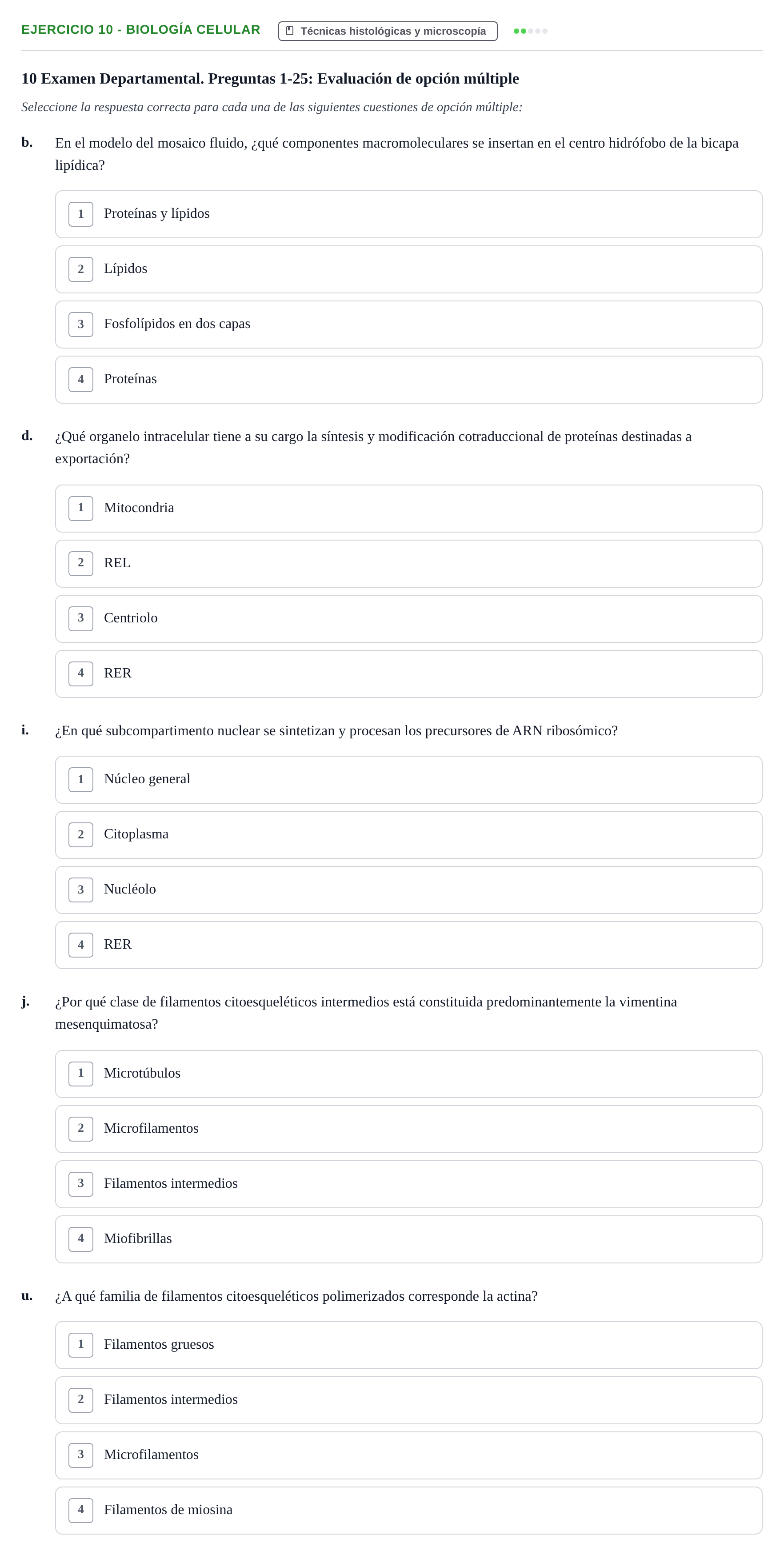Enunciado: 10 - Biología celular