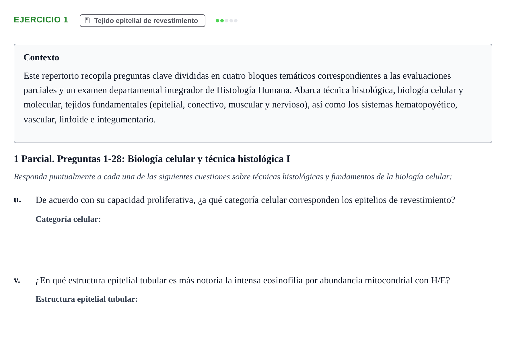 Enunciado: 1 - Tejido epitelial de revestimiento