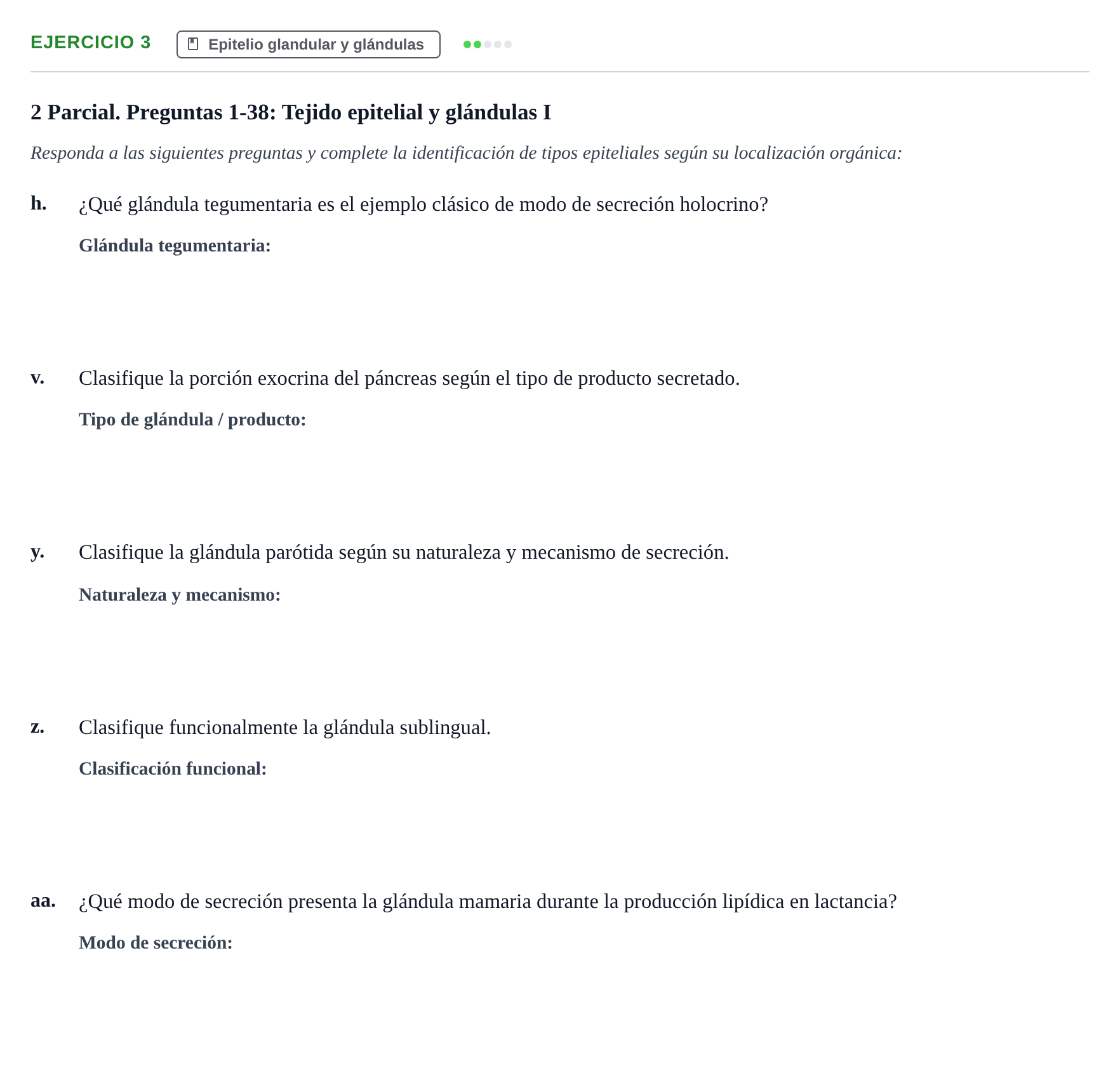 Enunciado: 3 - Epitelio glandular y glándulas