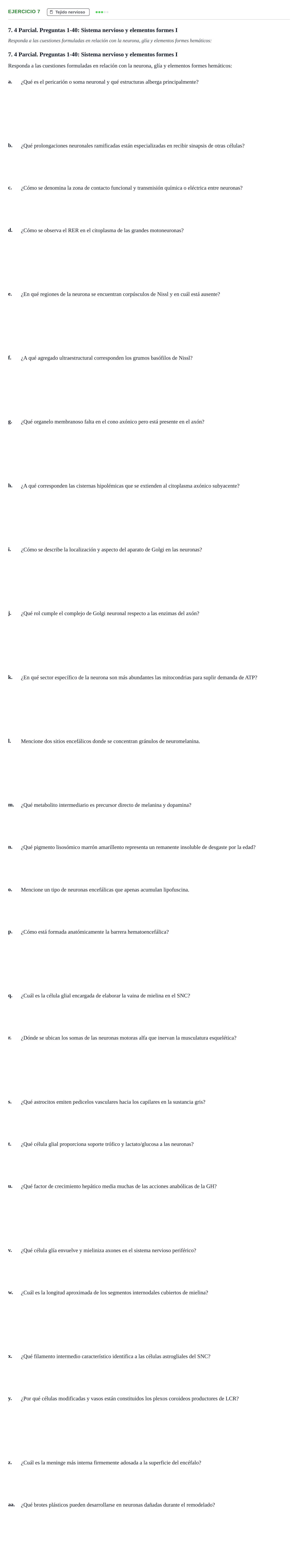 Enunciado: 7 - Tejido nervioso