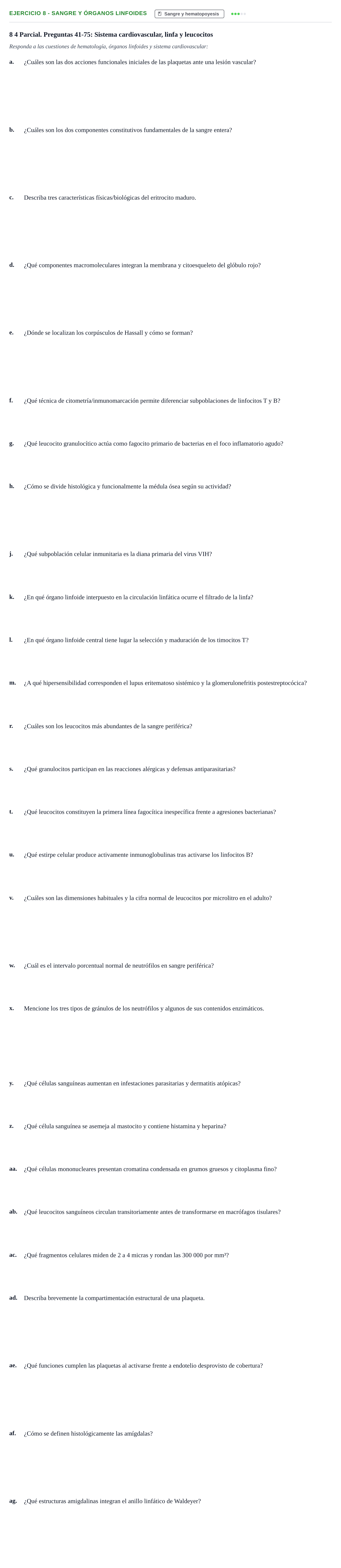 Enunciado: 8 - Sangre y órganos linfoides