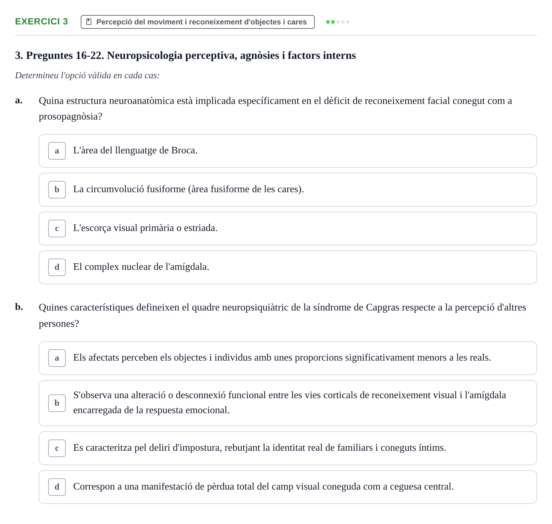 Enunciado: 3 - Percepció del moviment i reconeixement d'obje…
