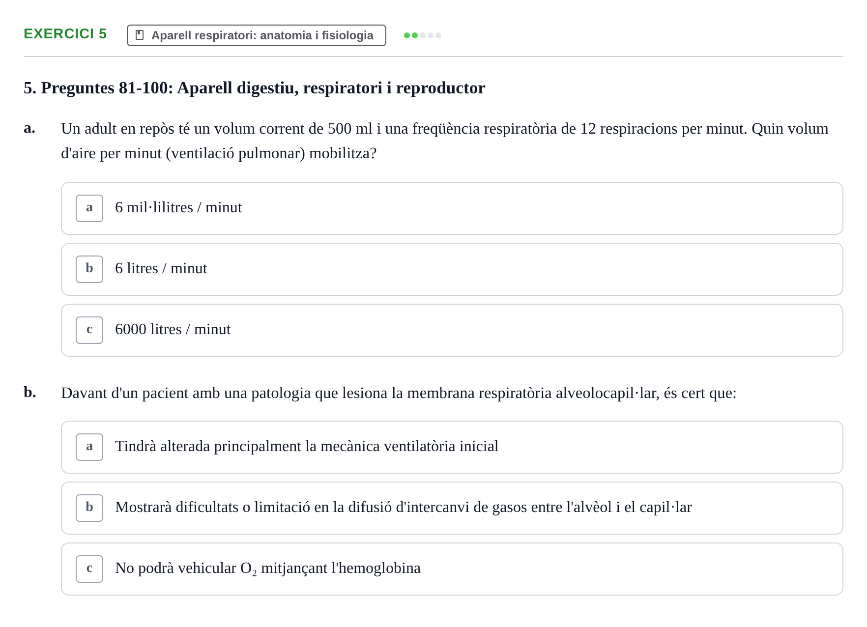 Enunciado: 5 - Aparell respiratori