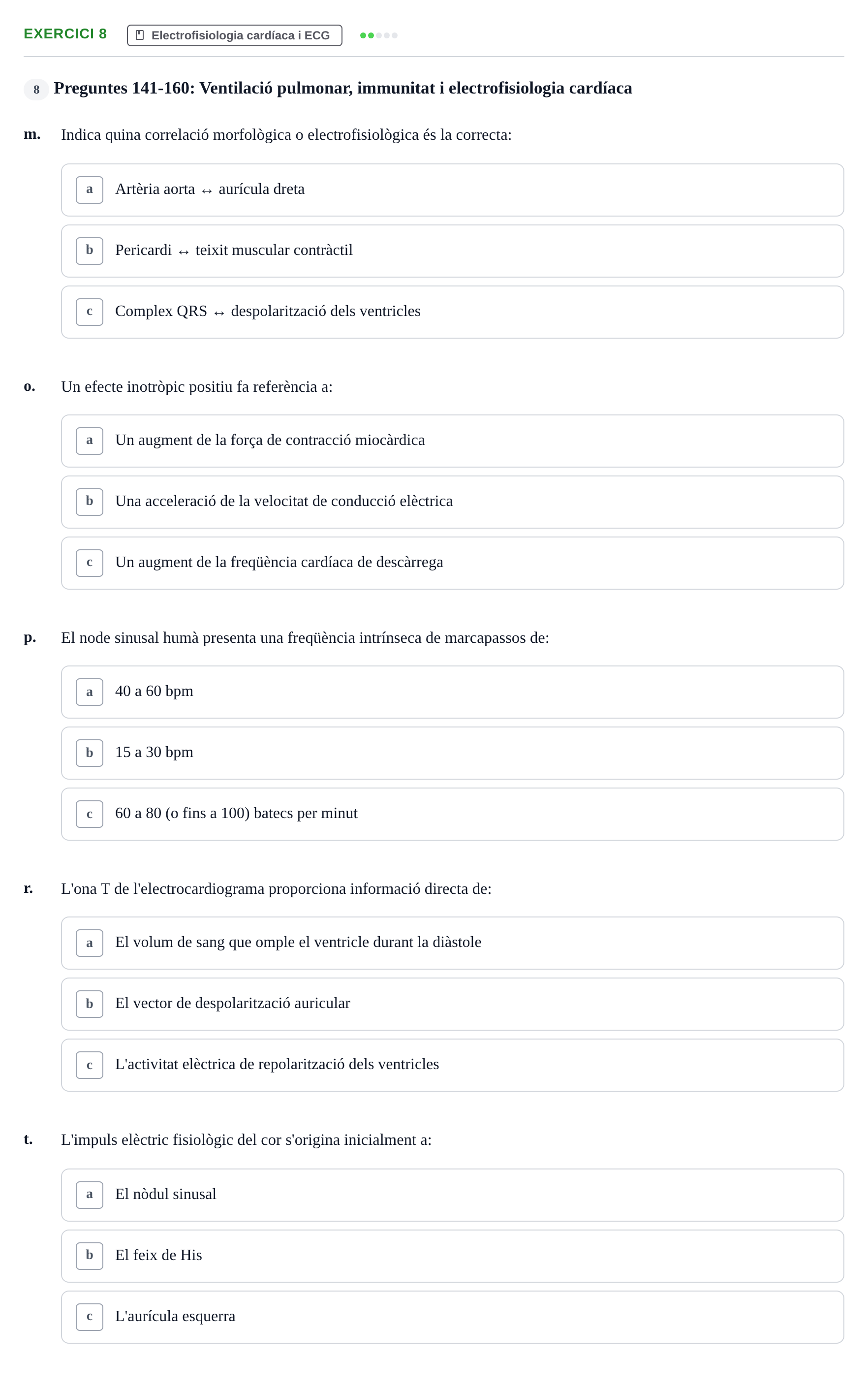 Enunciado: 8 - Electrofisiologia cardíaca i ECG
