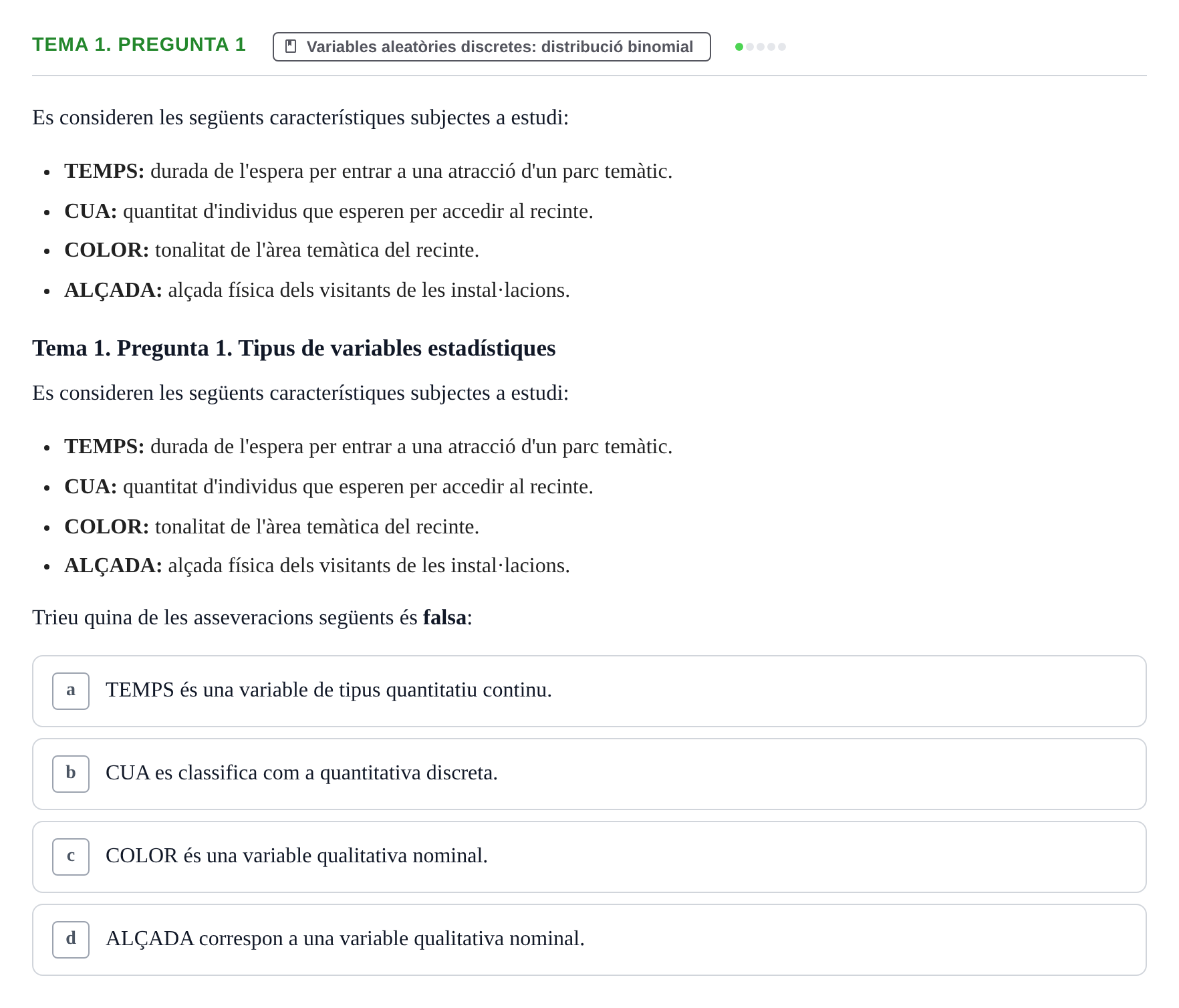 Enunciado: Tema 1. Pregunta 1