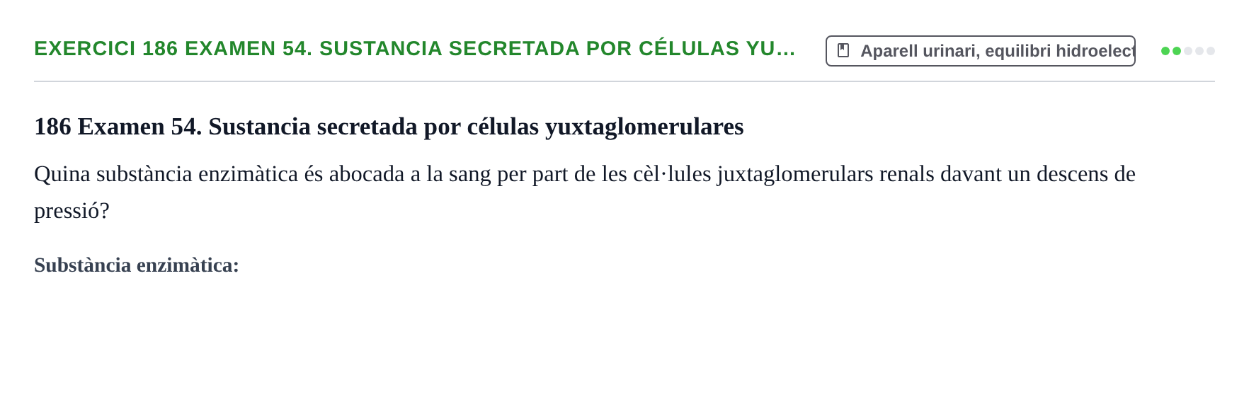 Enunciado: 186 Examen 54. Sustancia secretada por células yu…