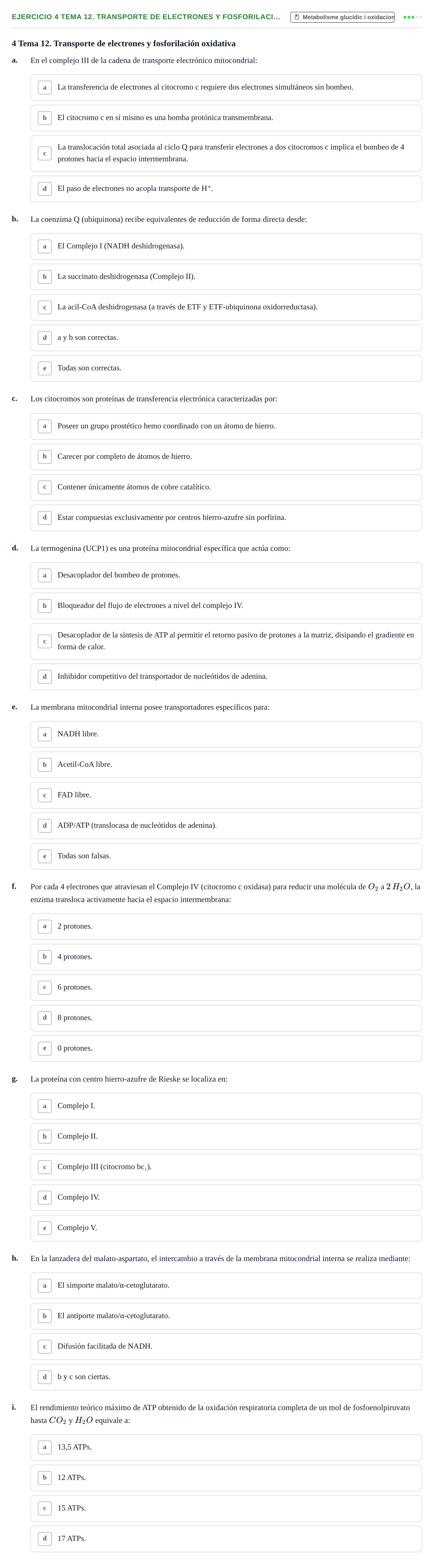 Enunciado: 4 Tema 12. Transporte de electrones y fosforilaci…