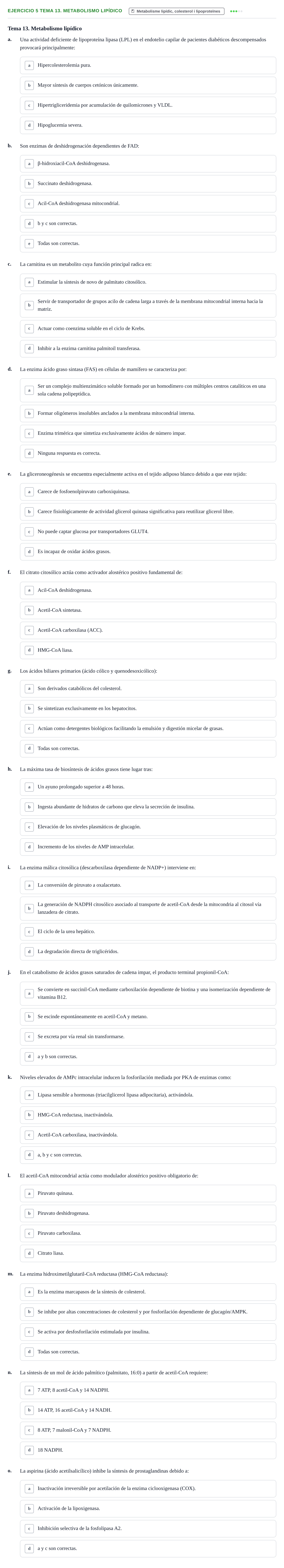 Enunciado: 5 Tema 13. Metabolismo lipídico