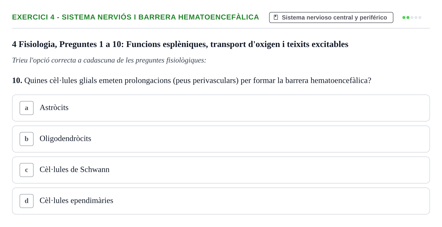 Enunciado: 4 - Sistema nerviós i barrera hematoencefàlica