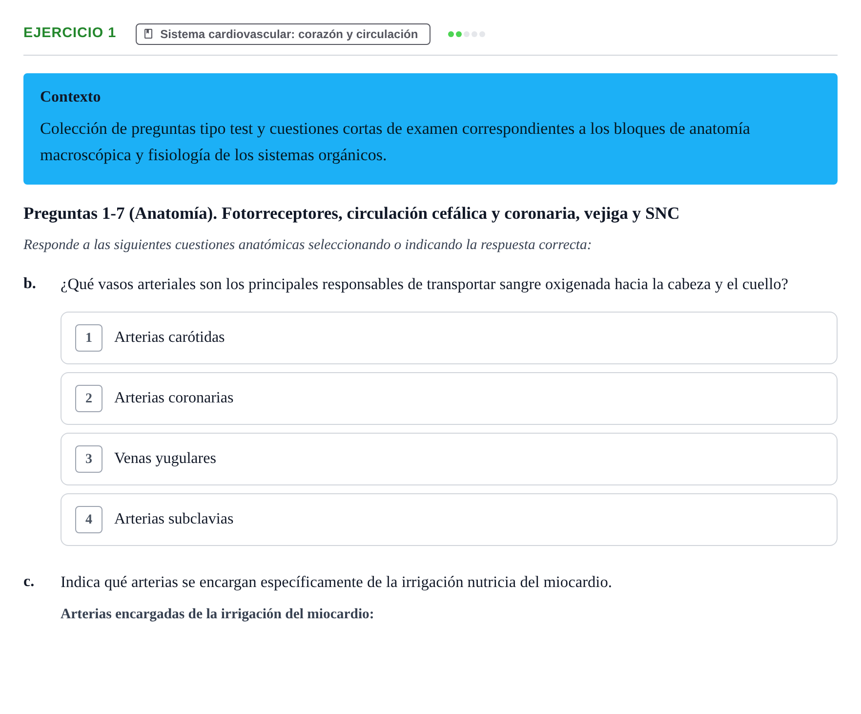 Enunciado: 1 - Sistema cardiovascular
