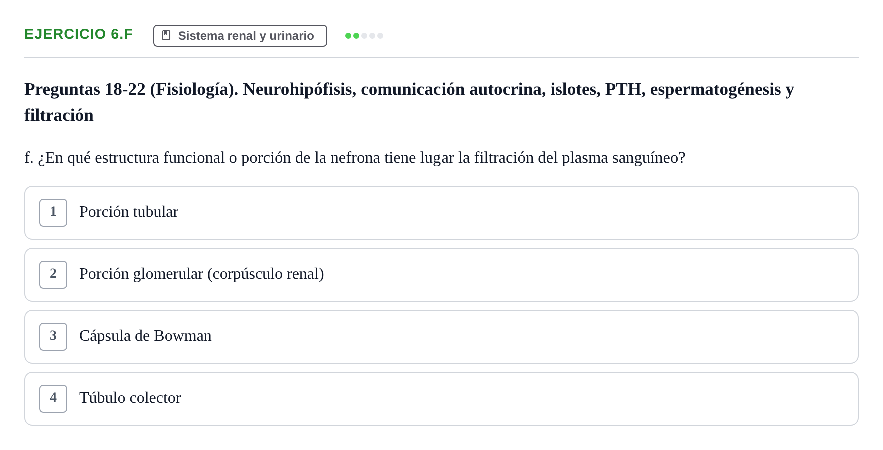 Enunciado: 6.f - Sistema renal y urinario