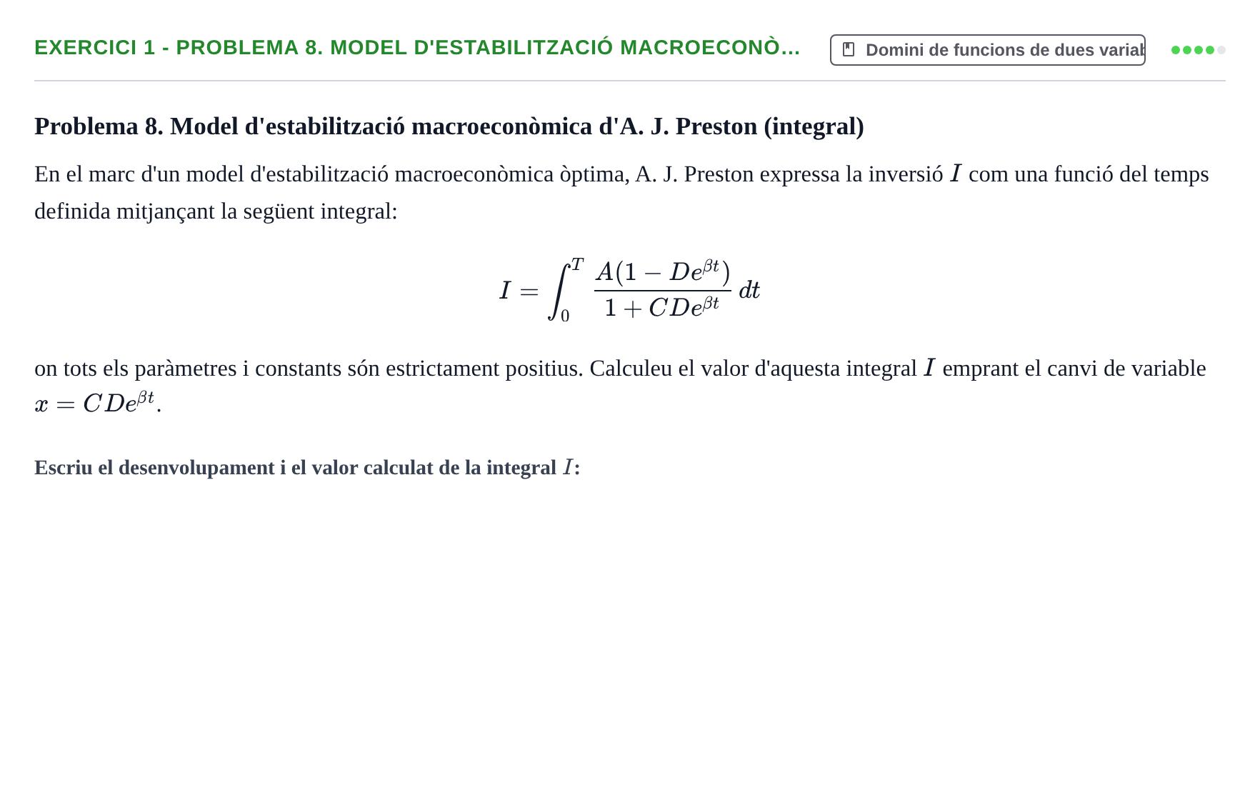 Enunciado: 1 - Problema 8. Model d'estabilització macroeconò…
